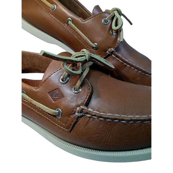 Sperry Men's Top Sider Boat Shoes Preowned Great Condition Tan Leather 10M - Picture 9 of 11